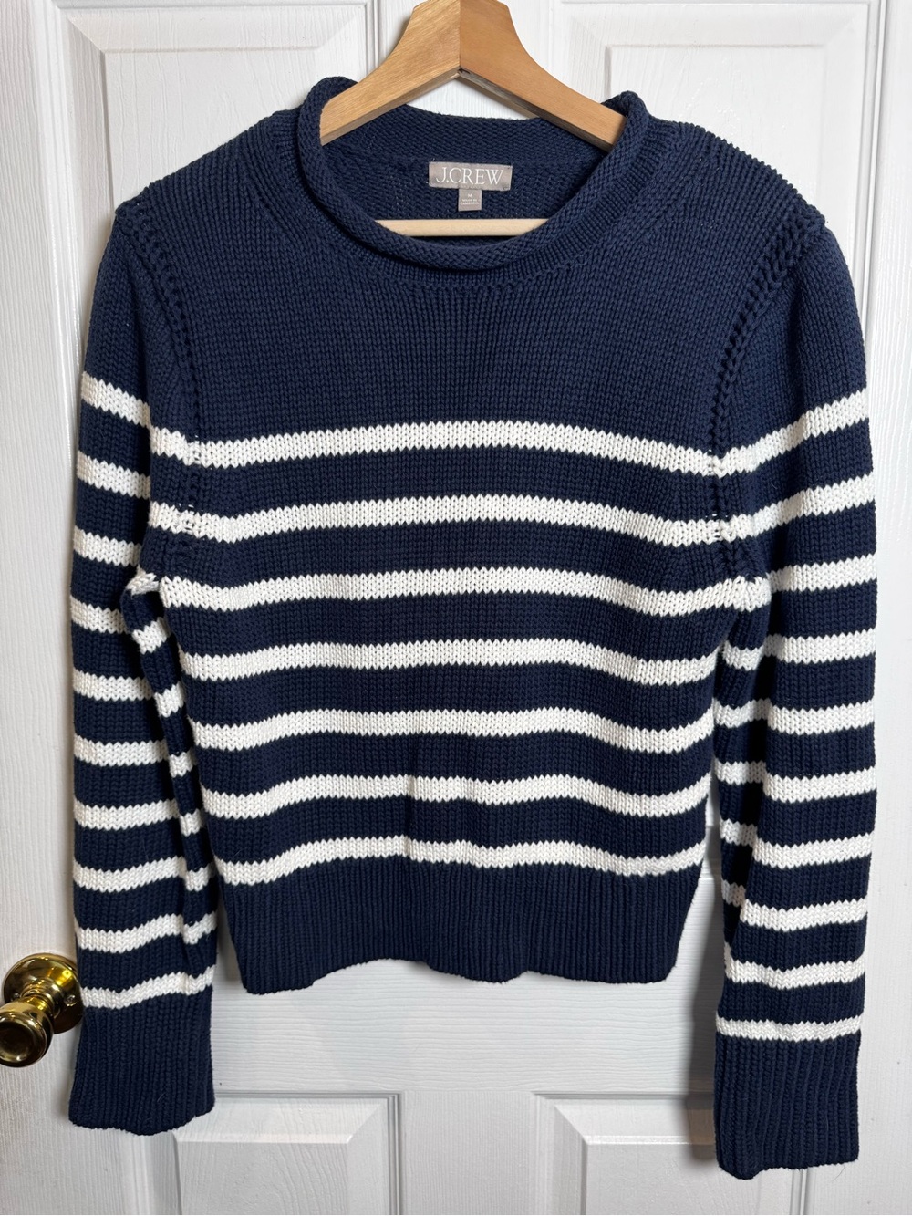 J.Crew Navy & White Stripe Roll Neck Sweater Classic Capsule Coastal Nautical